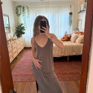 Gray Sleeveless Midi Dress